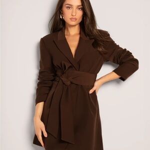 Elegant Brown Belted Dress